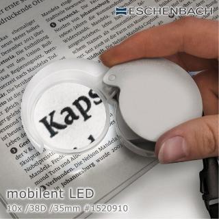 【Eschenbach】mobilent LED 10x/38D/35mm 德國製LED攜帶型非球面高倍單眼放大鏡(1520910)