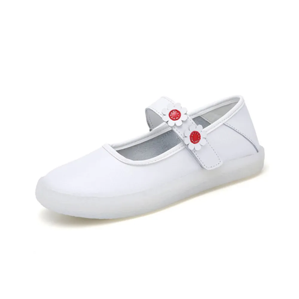 【MOM】真皮舒適輕量透氣果凍軟底護士鞋(白)