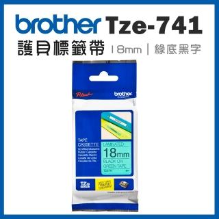 【brother】tze-741★護貝標籤帶 18mm 綠底黑字