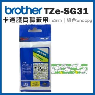 【brother】官方直營 TZe-SG31★護貝標籤帶 12mm 綠底Snoopy