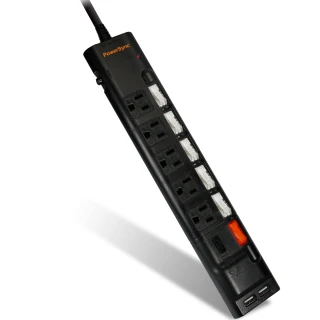 【PowerSync 群加】6開5插防雷擊抗搖擺USB延長線/1.8m(TPS365UB0018)