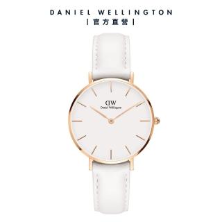 【Daniel Wellington】DW 手錶 Petite Bondi 32mm純真白真皮皮革錶-玫瑰金框(DW00100189)