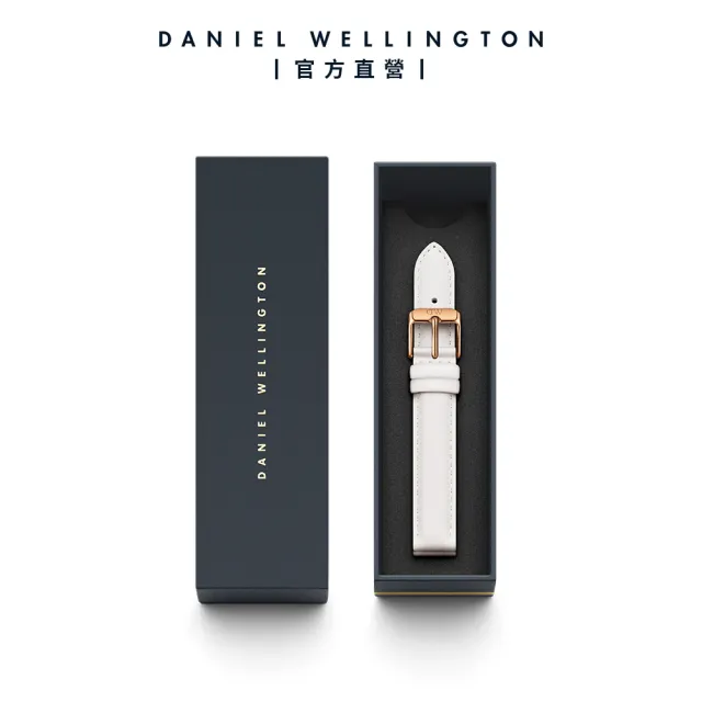 【Daniel Wellington】DW 錶帶 Petite Bondi 純真白真皮錶帶-玫瑰金(DW00200161)