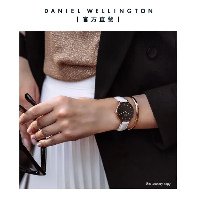 【Daniel Wellington】DW 錶帶 Petite Bondi 純真白真皮錶帶-玫瑰金(DW00200161)