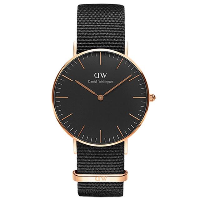 【Daniel Wellington】DW 手錶  Classic Cornwall 36mm寂靜黑織紋錶(DW00100150)