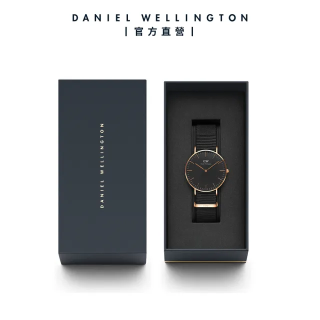 【Daniel Wellington】DW 手錶 Classic Cornwall 36mm寂靜黑織紋錶(DW00100150)