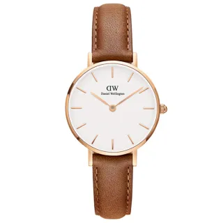 【Daniel Wellington】DW 手錶 Petite Durham 28mm淺棕色真皮皮革錶-玫瑰金框(DW00100228)