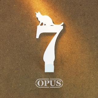 【OPUS 東齊金工】歐式鐵藝壁飾掛勾/無痕掛鉤/掛衣架/居家裝飾收納(當貓咪遇上數字7 優雅白 HO-nb12-7W) 雙