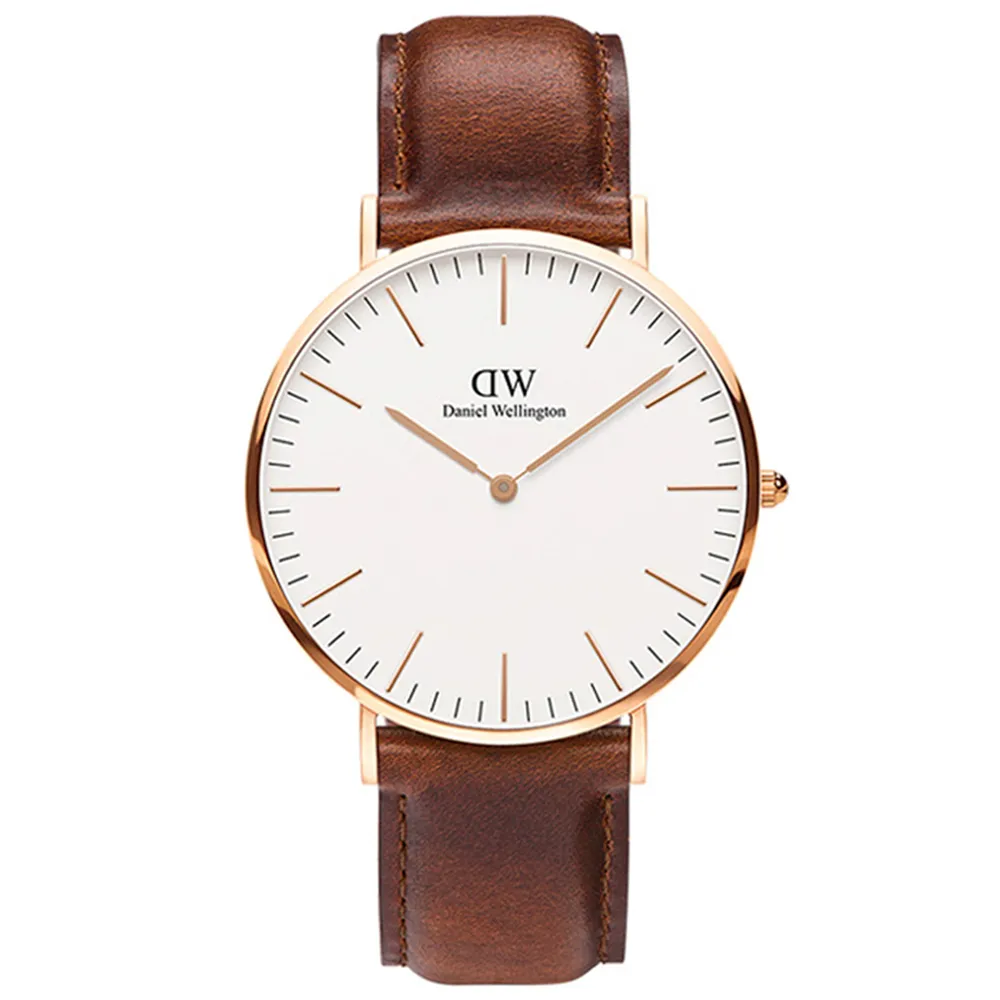 【Daniel Wellington】DW 手錶  Classic St Mawes 40mm棕色真皮皮革錶(兩色 DW00100006)