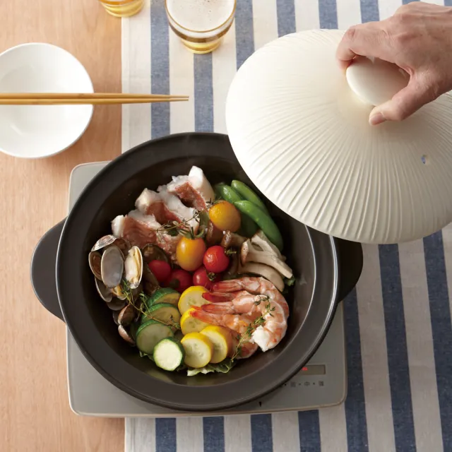 【MIYAWO】日本宮尾 IH系列6.5號耐溫差陶鍋1.1L-經典雛菊｜湯鍋 燉鍋 陶土鍋 火鍋(IH爐可用鍋)