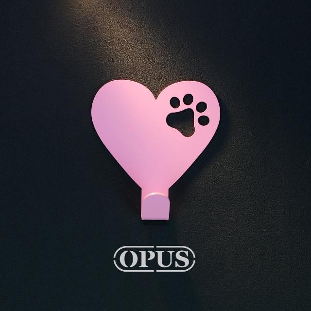 【OPUS 東齊金工】歐式鐵藝壁飾掛勾/無痕掛鉤/母親節禮物(當貓咪遇上符號heart_質感粉 HO-nb12-heartP)