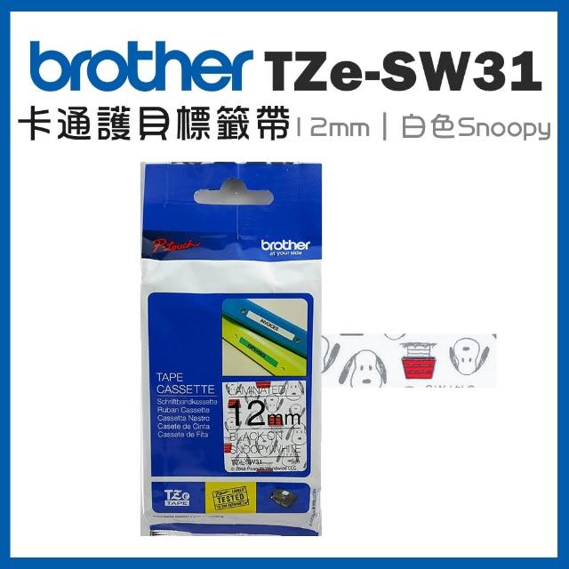 【brother】官方直營 TZe-SW31★護貝標籤帶 12mm 白底Snoopy