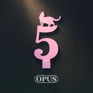 【OPUS 東齊金工】歐式鐵藝壁飾掛勾/無痕掛鉤/掛衣架/居家裝飾收納(當貓咪遇上數字5 質感粉 HO-nb12-5P) 雙