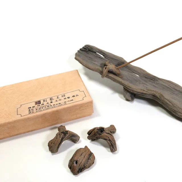 【創藝工坊】全手工樹段 臥香座 贈香插(創藝工坊 手工陶藝 臥香座 薰香藝術 立體雕塑 可客製化 贈香插)