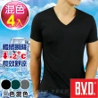 【BVD】4件組涼感瞬降 酷涼V領短袖衫(特殊技術 纖維維持長效舒涼機能)
