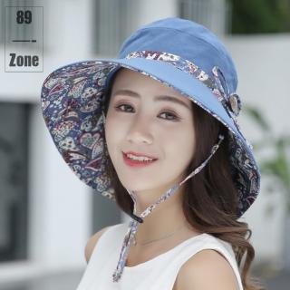 【89 zone】法式透氣純色 漁夫帽 大帽簷帽 太陽帽 防風帽 防曬帽 遮陽帽(藏青)