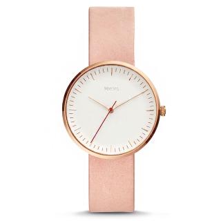 【FOSSIL】小清新少女之心極簡設計皮革女錶-白色/38mm(ES4426)