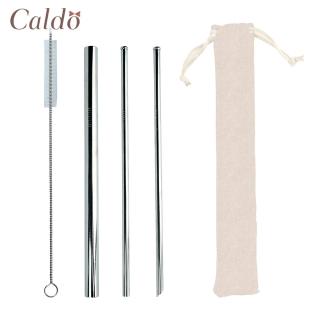 【Caldo 卡朵生活】防刮嘴304不鏽鋼環保吸管5件組(附刷)