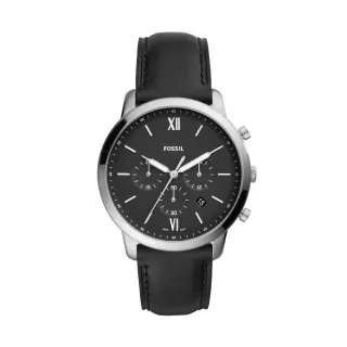 【FOSSIL】Neutra Chronograph 三眼計時手錶 黑色皮革錶帶FS5452