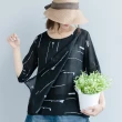 【ACheter】藝術圖騰涼感層次飄逸剪裁寬鬆設計七分袖上衣#102703(2色)