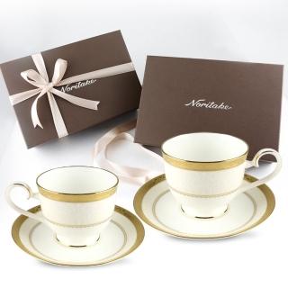 【NORITAKE】華麗年代咖啡對杯-金邊(禮盒組)