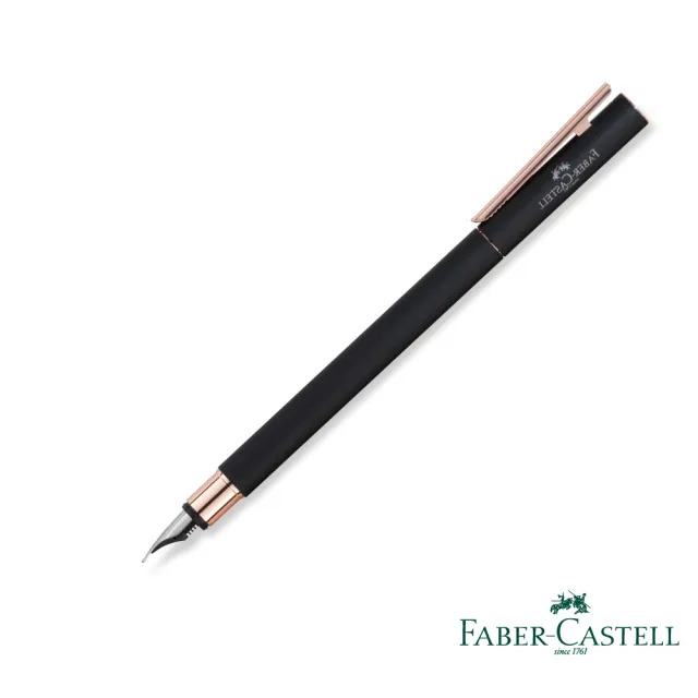 【Faber-Castell】SLIM NEO 霧黑玫瑰金夾 鋼筆