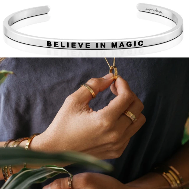 【MantraBand】美國悄悄話手環 銀色 Believe in Magic 相信奇蹟(悄悄話手環)