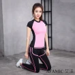 【AFAMIC 艾法】新款韓版速乾瑜伽健身兩件運動套裝(短袖上衣+兩件式修身長褲 防曬 瑜珈服)