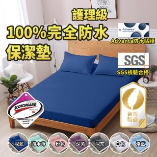 【藍貓BlueCat】護理級100%完全防水保潔墊+雙面防水枕套組(臺灣製造 採用3M吸濕排汗技術處理)