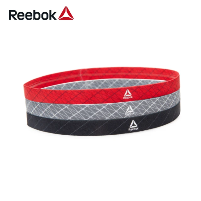 【REEBOK】運動髮帶三件組(黑、紅、灰)