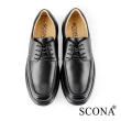 【SCONA 蘇格南】全真皮 都會輕量綁帶商務鞋(黑色 0862-1)