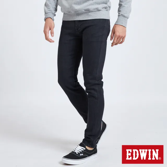 【EDWIN】男裝 EDGE 超彈窄管長褲(黑色)