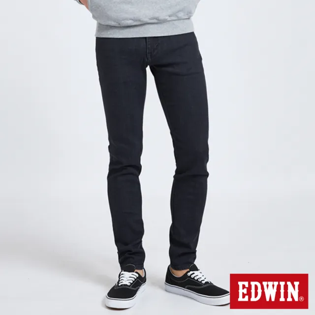 【EDWIN】男裝 EDGE 超彈窄管長褲(黑色)