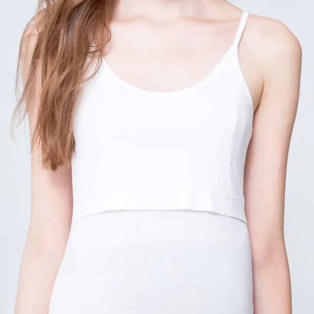 【Gennies 奇妮】細肩帶長版哺乳上衣-灰(哺乳衣 無袖哺乳衣 背心上衣 居家服 內搭衣 親膚 上掀哺乳)