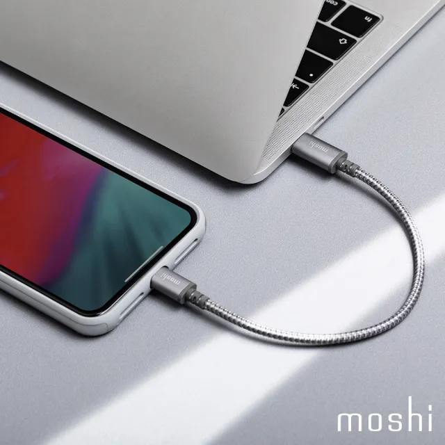 【moshi】Integra 強韌系列USB-C to Lightning 耐用充電／傳輸編織線（0.25 公尺）