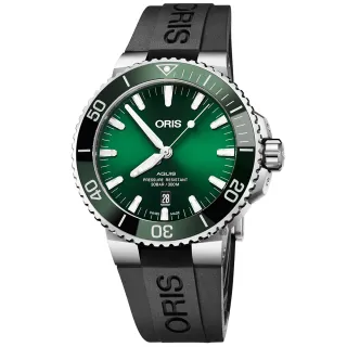 【ORIS 豪利時】Aquis 時間之海潛水300米日期機械錶-綠水鬼/43.5mm 新年 禮物(0173377304157-0742464EB)