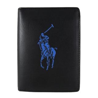 【RALPH LAUREN】POLO Ralph Lauren 藍色小馬6卡直立式短夾(黑)
