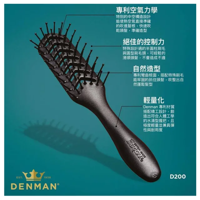 【英國 DENMAN D200】flexible 專業型 排骨梳(齒面半弧形設計可以吹出更高的髮束)