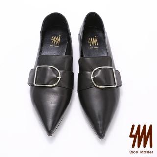 【SM】帥氣復古系列-率性時尚嚴選小羊皮金屬扣飾尖頭樂福鞋-黑色/棕色(兩色)