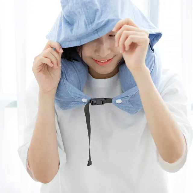 【Seoul house】無印風U型連帽乳膠頸枕(旅行)