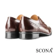 【SCONA 蘇格南】全真皮 義式雕花綁帶紳士鞋(深棕色 0866-2)