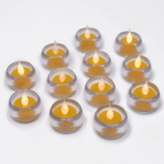 【新韻傳音】7日環保LED電子蠟燭 酥油心燈 12入套組 含壓克力燭杯(CR2032電池款 環保LED電子蠟燭燈)