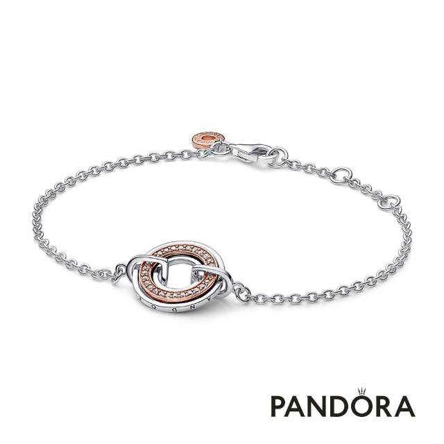 【Pandora 官方直營】Pandora Signature 雙色密鑲寶石同心圓手鏈-絕版品