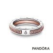 【Pandora 官方直營】Pandora Signature Logo & Pave 雙色戒指