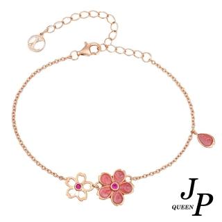 【Jpqueen】日系櫻花粉色系鋯石甜美風手鍊(金色)