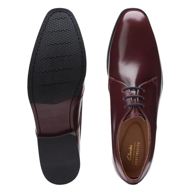 Clarks】男鞋Craft Clifton Lo 高級拋光亮光皮革紳士鞋皮鞋(CLM74543D