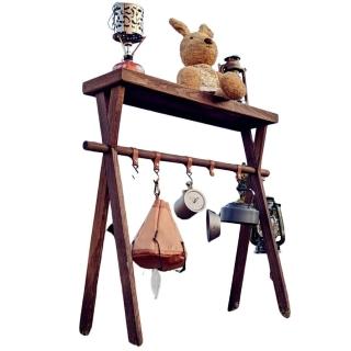 【May Shop】實木折疊 多功能掛物架 旅遊野營燒烤三角掛鍋架戶外野炊架