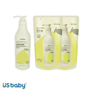 【US BABY 優生】植淨清新西柚奶瓶清潔劑1000ml+900ml(1罐2補組)