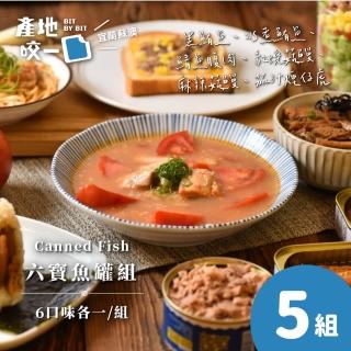 【Bit By Bit 產地咬一口】六寶魚肉罐頭組5組(6口味各一共30罐 鮪魚+鰻魚+鯖魚+煙仔虎 中元普渡拜拜)