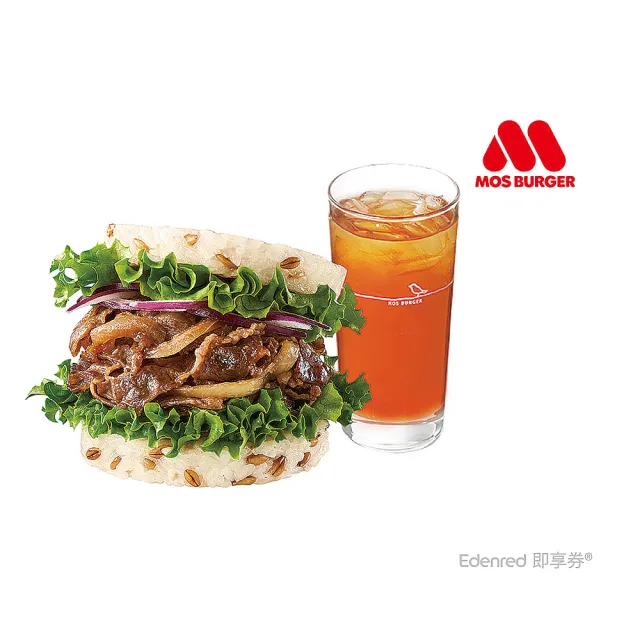 【MOS 摩斯漢堡】C136超級大麥燒肉珍珠堡+冰紅茶 L(好禮即享券)